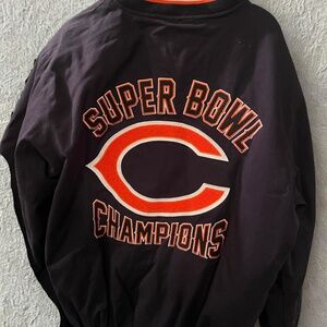 Chicago Bears Super Bowl XX Champions Satin Jacket XL NFL Snap Button Navy Orang